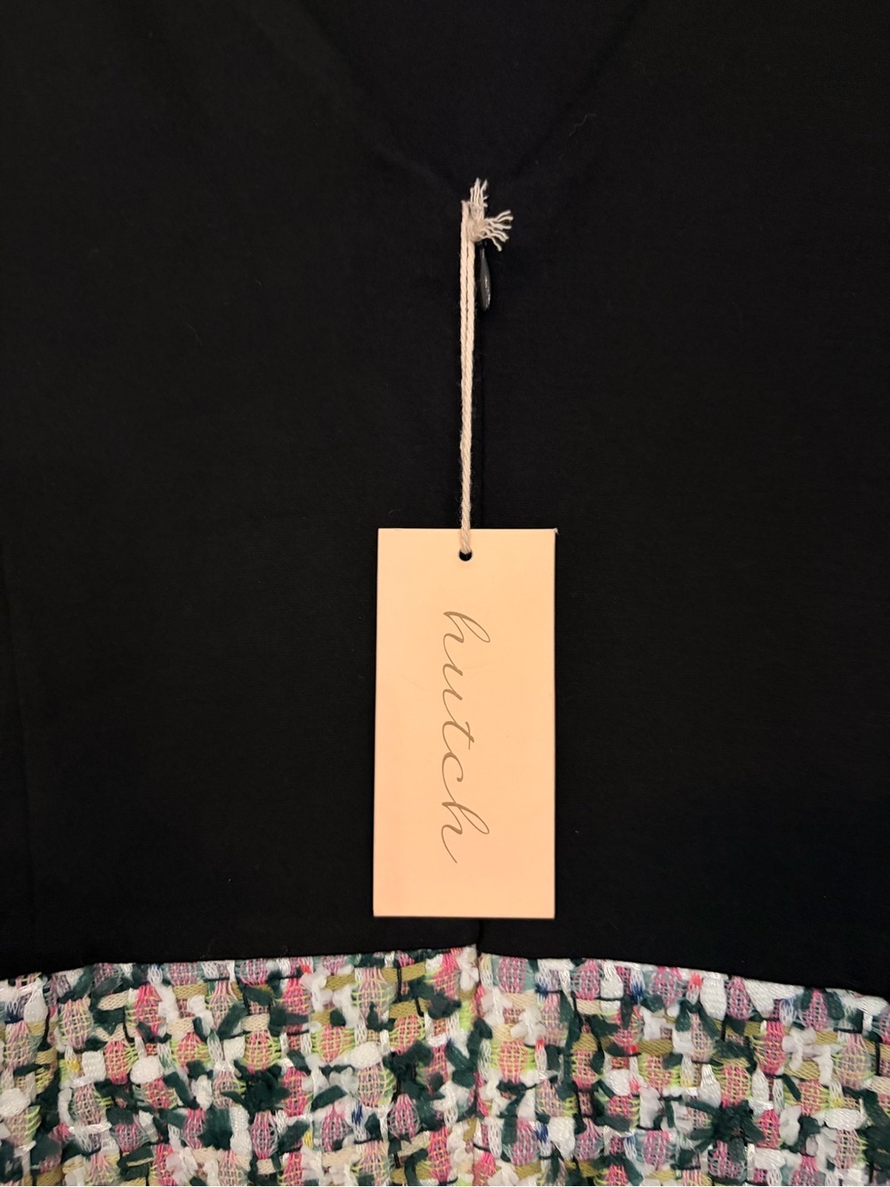 Hutch Anthropologie Tweed Mixed Media Dress Black Long Sleeve NWT Size 6 - Picture 4 of 4